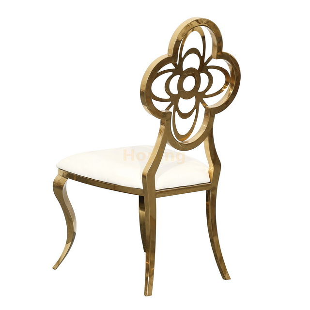 Flower Shape Hollow Back Stainless Steel Dining Chair for Wedding Event Hotel Banquet Restaurant 
