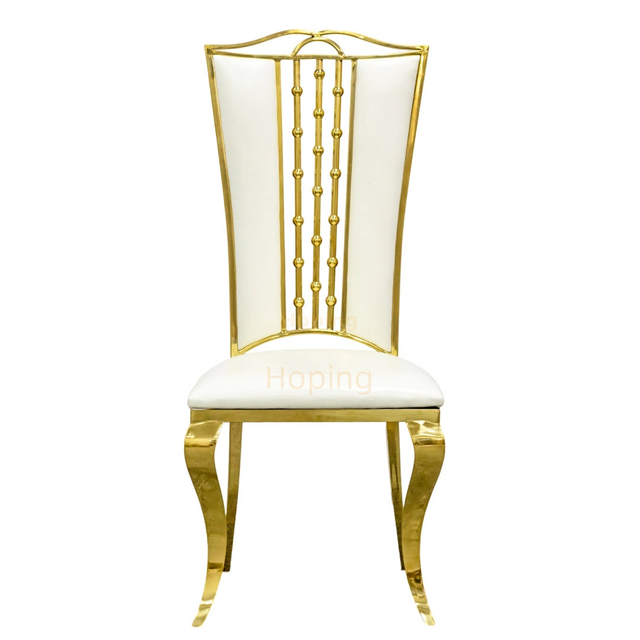 White Gold Wedding Chair Modern Luxury Metal Stainless Steel Hotel Wedding Chair for Event