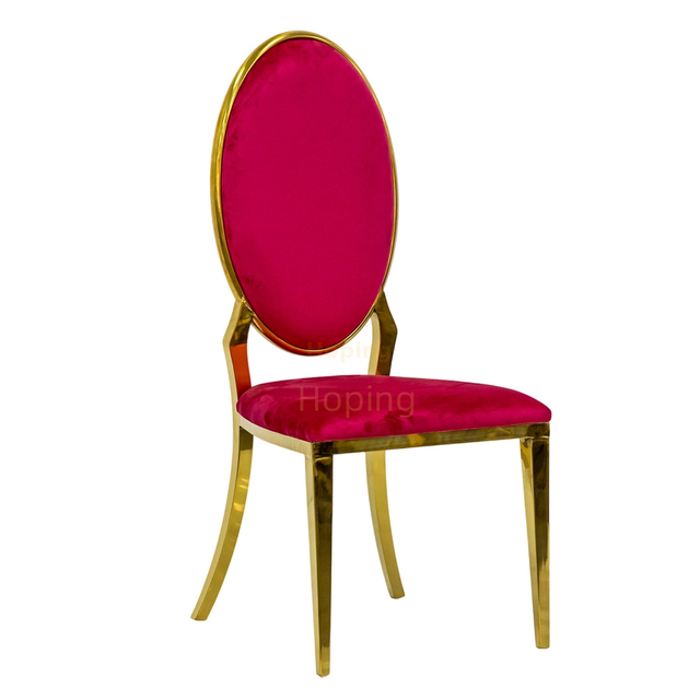 Red Velvet Oval Back Chair With Stainless Steel Frame for Hotel Dining Room Restaurant Wedding Event Dining Chair 