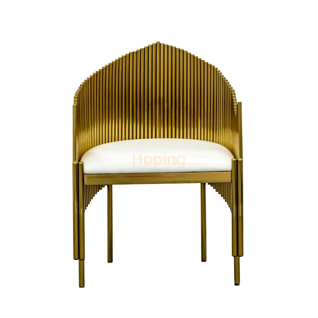 Unique Design Living Room Furniture Shining Golden Fancy Stainless Steel Armrest Dining Chairs