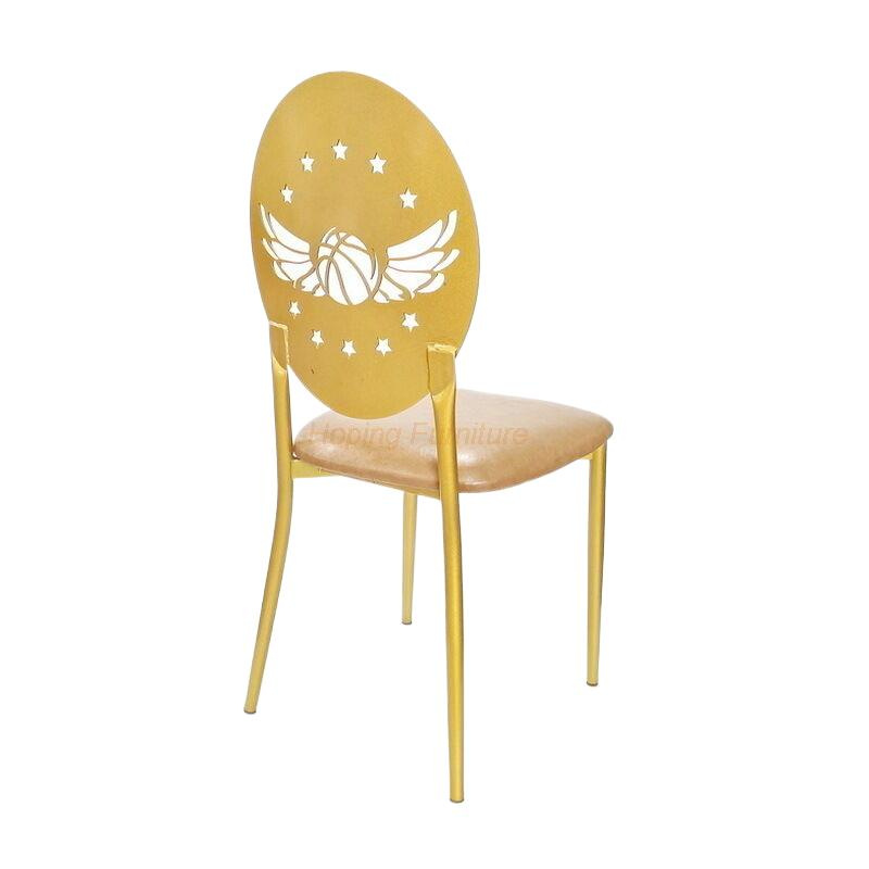 Chromed Metal Golden Color Round Back Dining Chair for Wedding Event Hotel Restaurant Banquet Dining Room Chair
