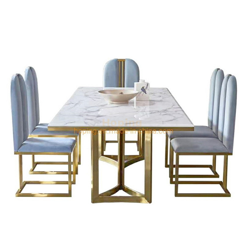  Modern Dining Table Factory Direct Metal Frame Table and Chair Chinese Hotel Furniture