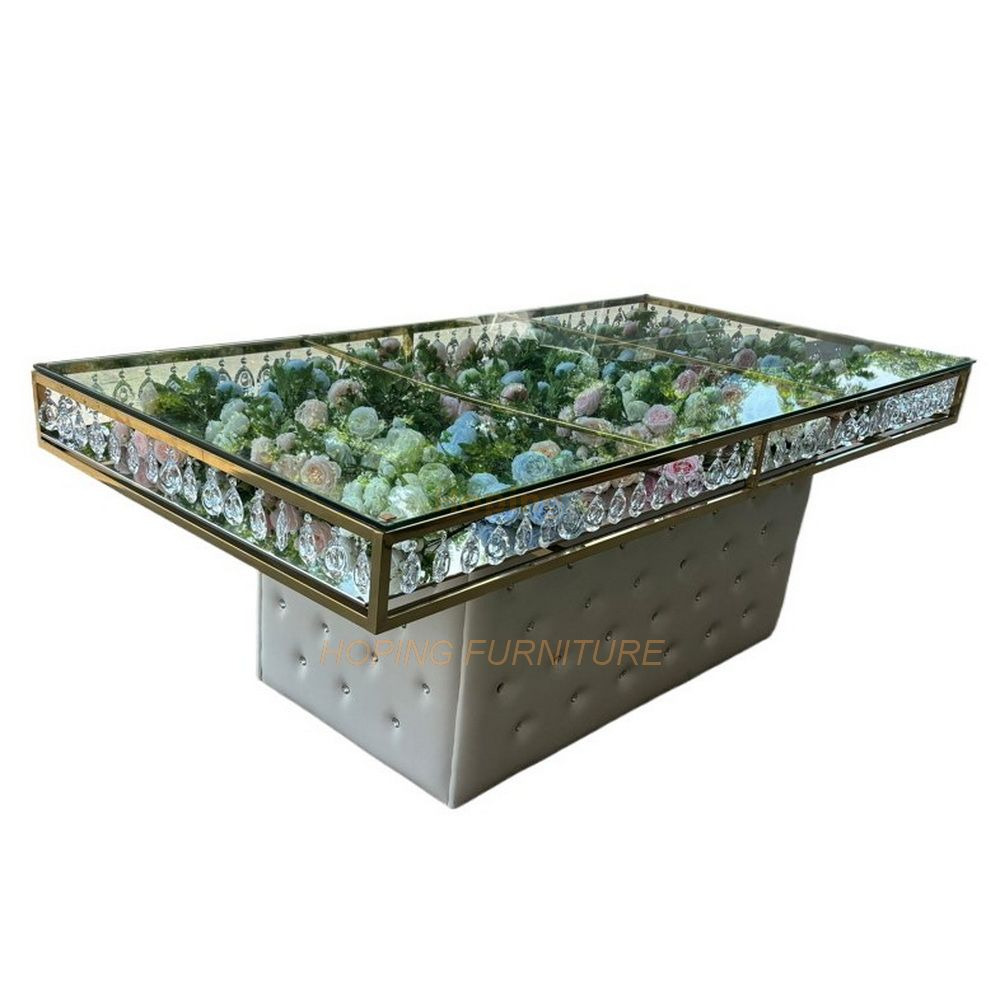 Canton Fair Modern Flower Cake Table Round Mirror Wedding Table Set for 4 Events Restaurant Wedding Banquet Table