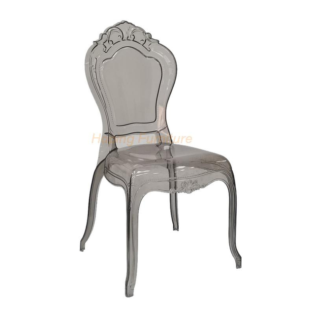 Crown Back Clear Gold Smoke Resin Dining Chair for Wedding Banquet Party Event