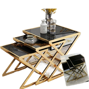 Black Color Z Shape Shop Retail Display Table 3 PCS One Set Stackable Coffee Table