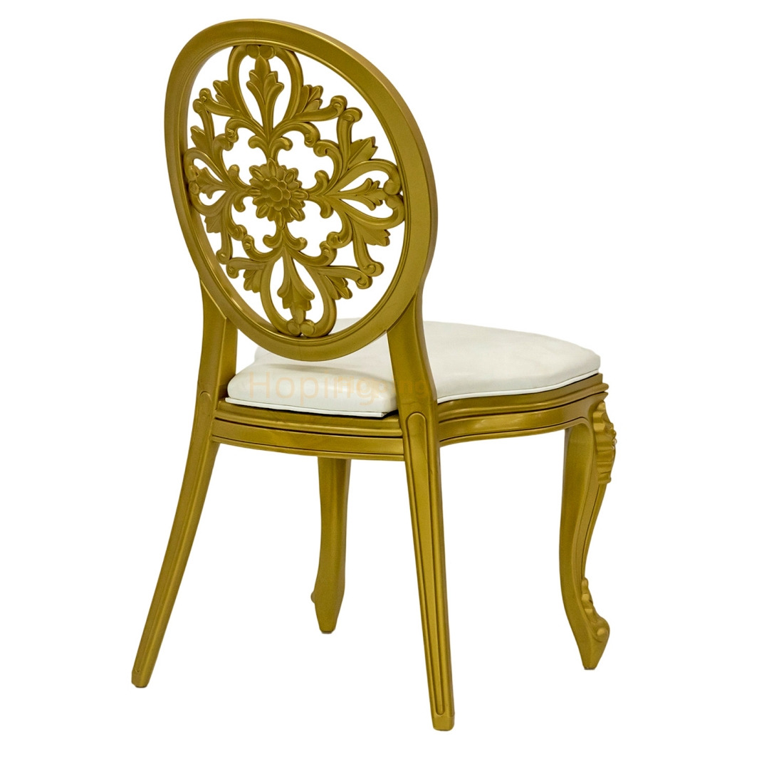 Stackable Plastic Gold Retro Colors Hotel Banquet Furniture Oval Back Wedding Resin Chairs