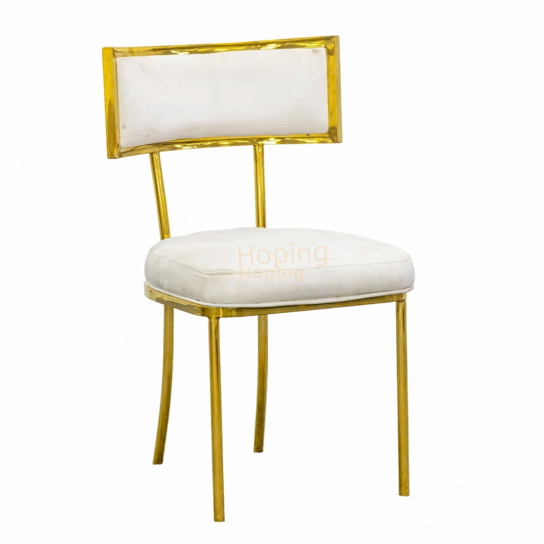 Wedding Furniture Low Back Golden Stainless Steel Frame White Wedding Banquet Event Chair