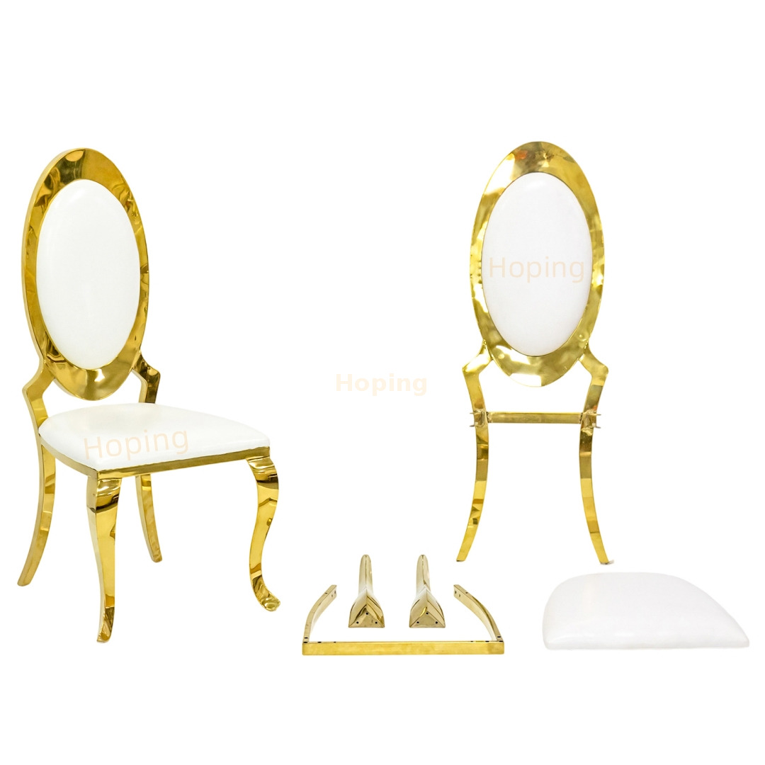 Dismoountable Golden Stainless Steel Banquet Dining Chair for Restaurant Wedding Event