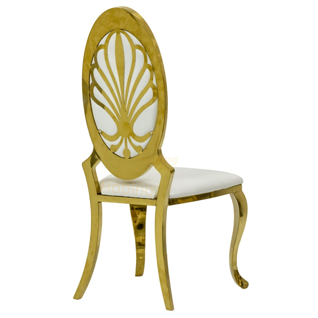 Round Pattern Back Party Event Wedding Modern Dining Room Guest Chairs Wedding Banquet Stainless Steel Gold Chair