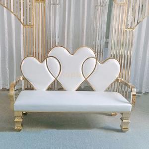 Three Hearts Design Back Stainless Steel Frame Luxury Wedding Leisure Sofa 