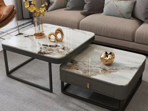Italian Style Light Luxury Marble Square Coffee Table Living Room Home Furniture Set Combination Coffee Table