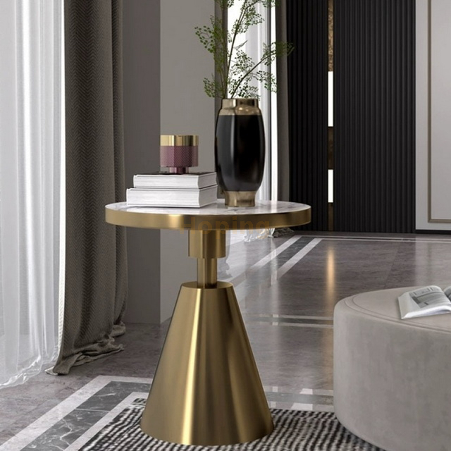 New Nordic Design Luxury Gold Side Table Modern Golden Stainless Steel Round Coffee Table Side Table