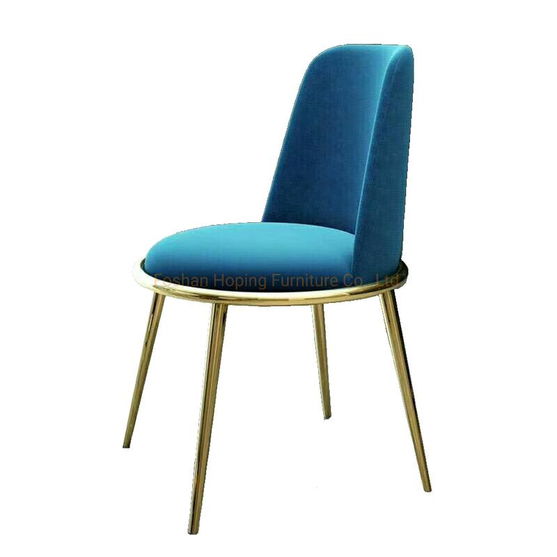 Hotel Furniture Modern Dining Room Chair Polished Gold Metal Legs Beige Nordic Chair