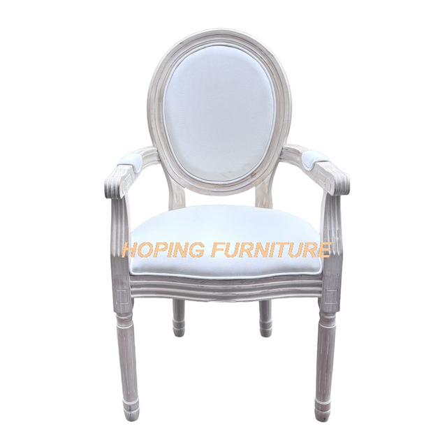 Wedding Event Armrest Louise Home Furniture Antique Wood Dining Chair