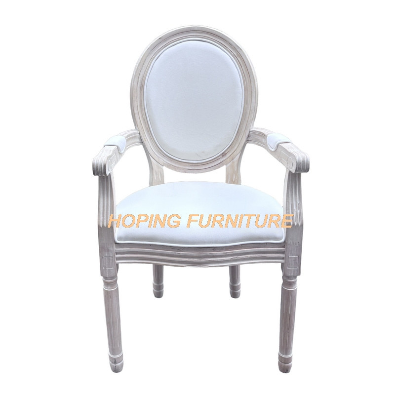 Wedding Event Armrest Louise Home Furniture Antique Wood Dining Chair