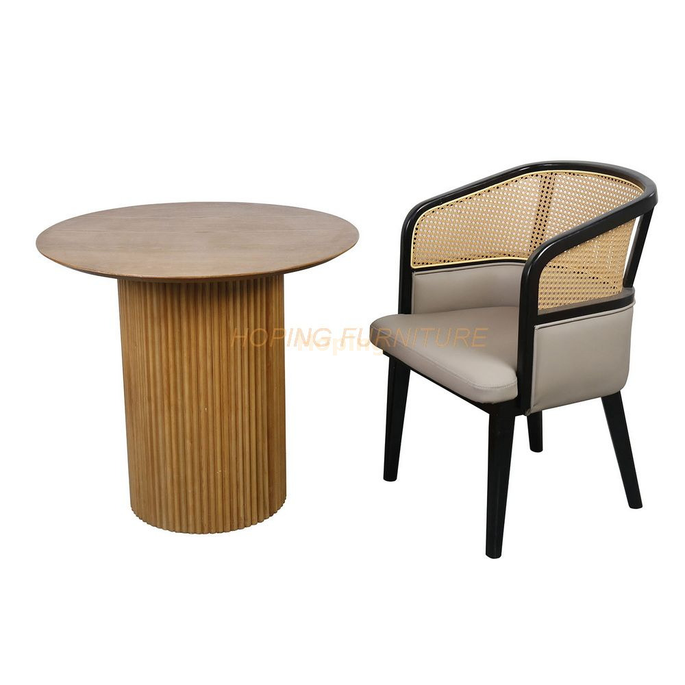 Black Wooden Cafe Dining Chair Nordic Restaurant Japani Modern Luxury Upholstered Rattan Back Chair