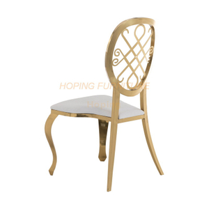 Silver/ Gold Stainless Steel Frame Hollow Round Luxury Dining Chairs Wedding Banquet Chair