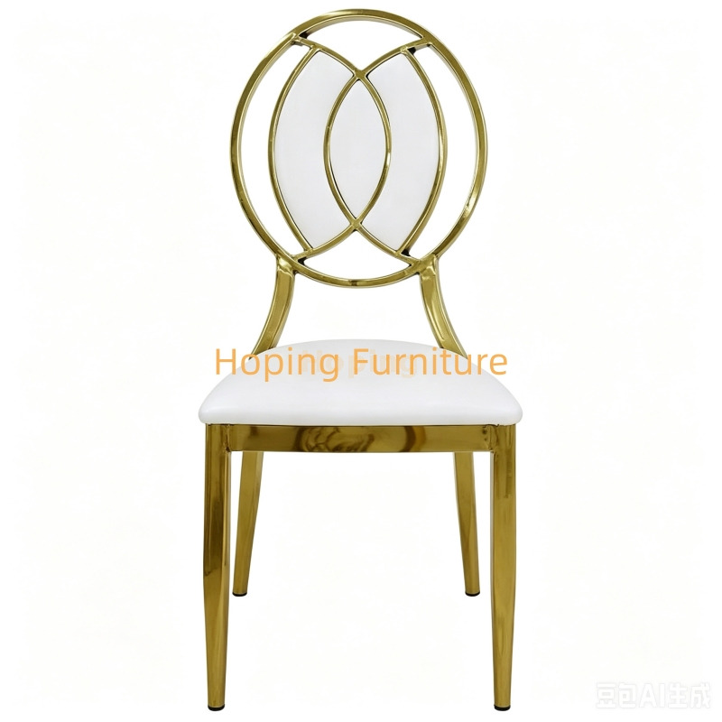 Classic Replica PU Leather Miller Chair Five-Star Hotel Chairs Rose Gold Steel Hotel Banquet Dining Chairs