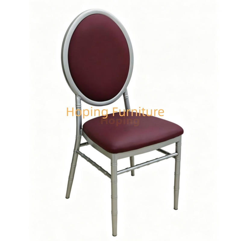 Modern Home Furniture Restaurant Furniture Chromed Gray Dnd Burgundy Hotel Chairs