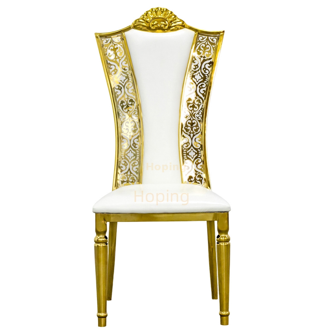 2025 Latest Wholesale Modern Luxury Design Hotel Events Stainless Steel Banquet Dining Party Gold Wedding Chair