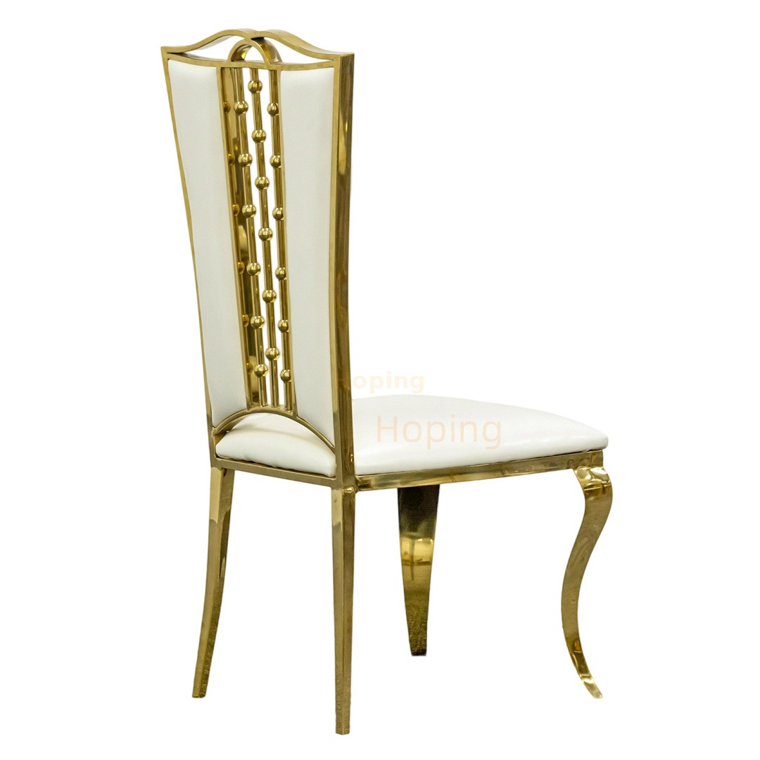 White Gold Wedding Chair Modern Luxury Metal Stainless Steel Hotel Wedding Chair for Event