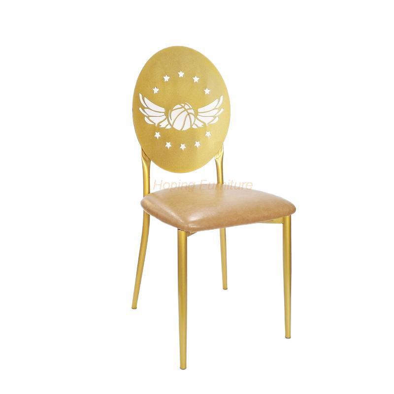 Chromed Metal Golden Color Round Back Dining Chair for Wedding Event Hotel Restaurant Banquet Dining Room Chair