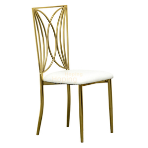 Hot Sale Square Hollow Back Wholesale Party Gold Metal Iron Steel Chairs for Wedding Banquet Hotel Event