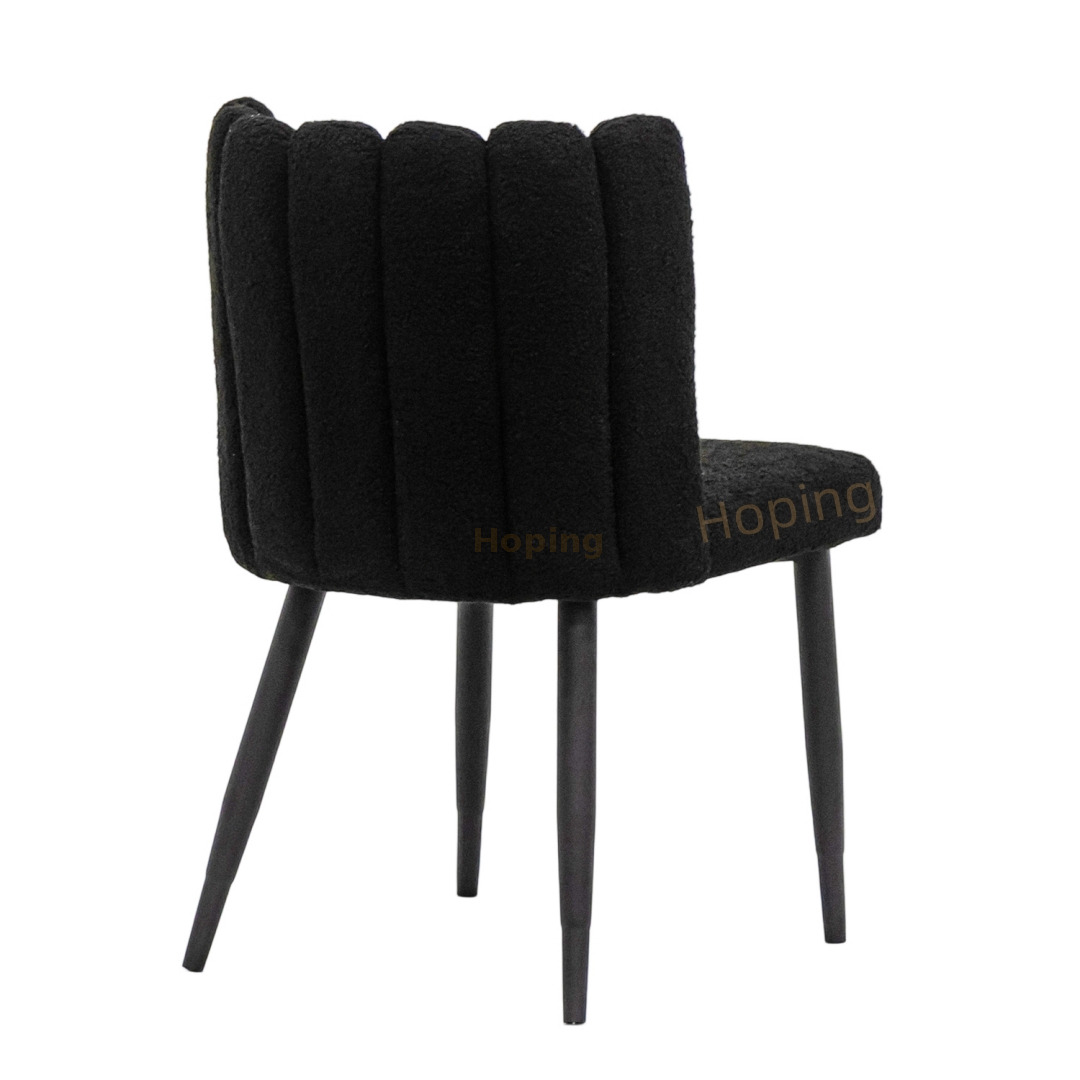 Luxury Leisure Armrest Black Velvet Dining Chair with Metal Feet