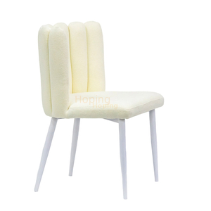 White Creamy Fabric Dining Chair with Metal Legs for Wedding Event Banquet