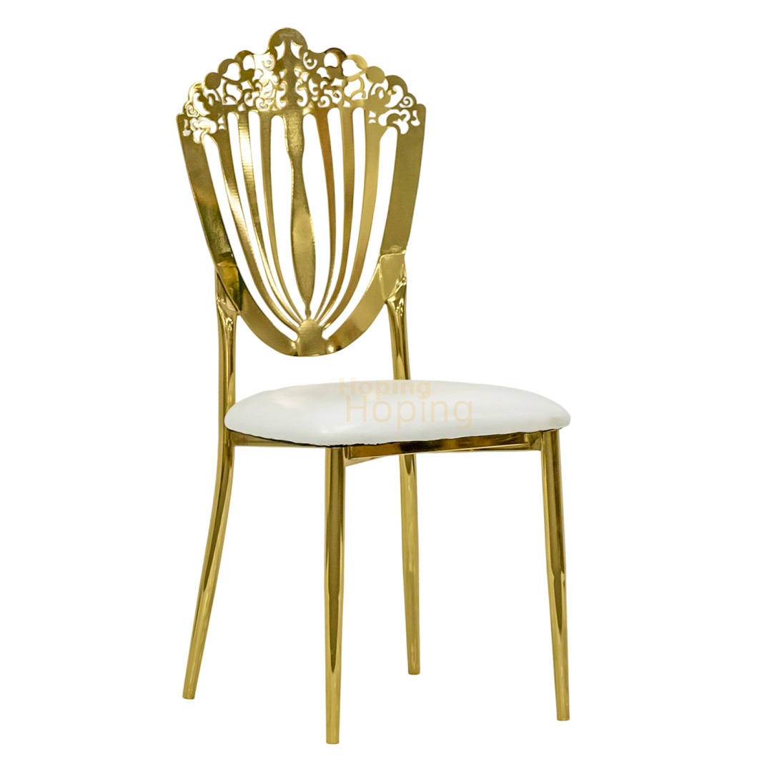 Metal Chair with Shield Design Back for Wedding Event Hotel Banquet Party Dining Chair 