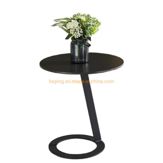 Round Hole Carbon Steel Base Side Table Coffee Table Tea Table Corner Table with Marble Top for Bedside Sofa Side Table