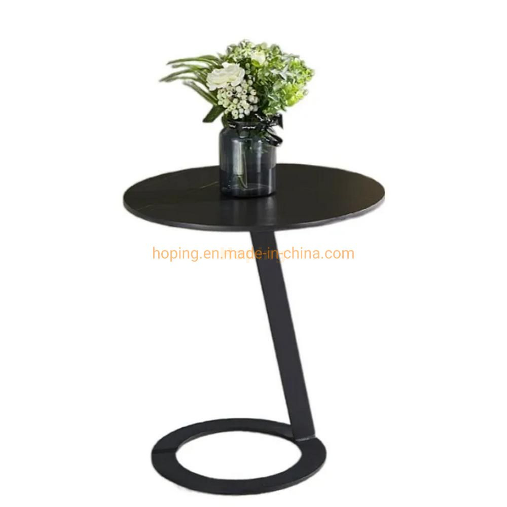 Round Hole Carbon Steel Base Side Table Coffee Table Tea Table Corner Table with Marble Top for Bedside Sofa Side Table
