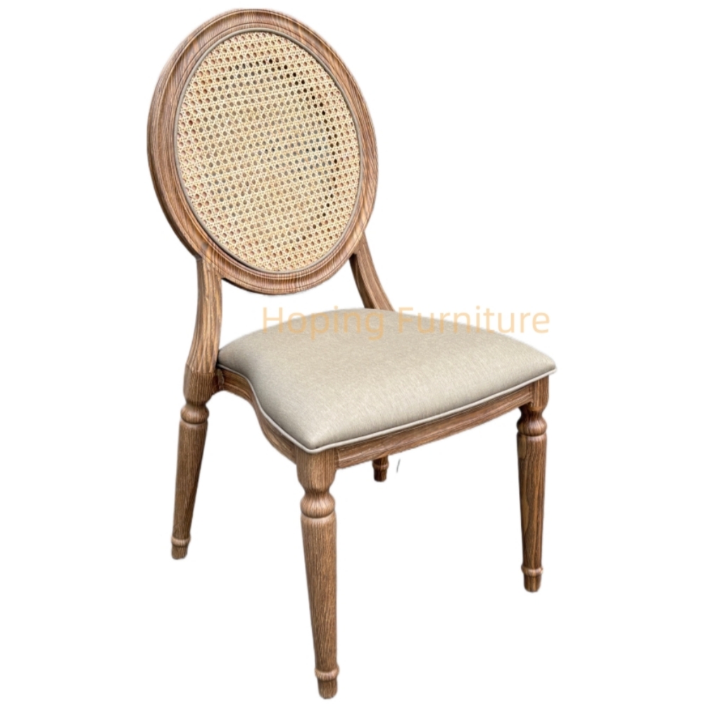Classic Rattan Back Wooden Furniture Dining Louis Chairs for Event Banquet Outdoor Patio Chair