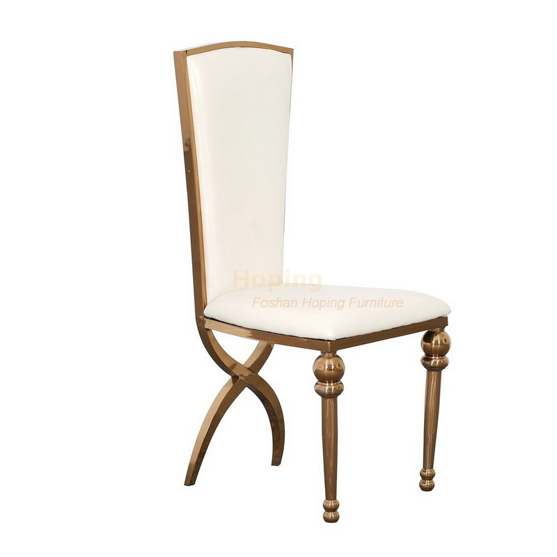 Rose Gold Wedding Chair French Egg Hollow Backrest 201 Stainless Steel Back Dining Hotel Table 4 Chairs