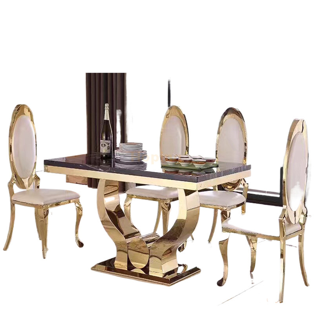 Chinese Factory Banquet Wedding French Glass Top Saudi Arabia Dubai Restaurant Dining Table