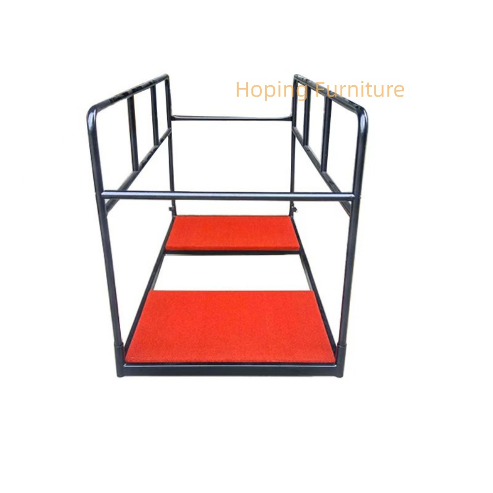 Strong Iron Round Table Trolley Folding Transport Wheeled Vehicle for Hotel Restaurant Cart