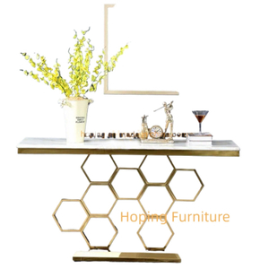 Artistically Designed Design Hallway Decoration Hotel Console Table Living Room Side Table Coffee Table Price Stainless Steel Marble Entry Console Table on Sale