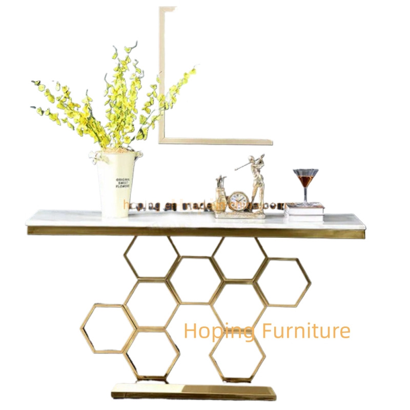 Artistically Designed Design Hallway Decoration Hotel Console Table Living Room Side Table Coffee Table Price Stainless Steel Marble Entry Console Table on Sale