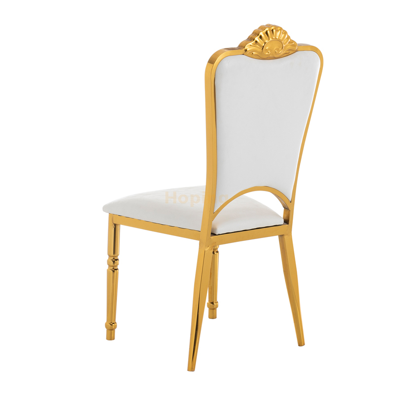 Hot-selling Metal Frame with White Cushion Flower Crown Back Wedding Chair for Event Banquet Party Dining