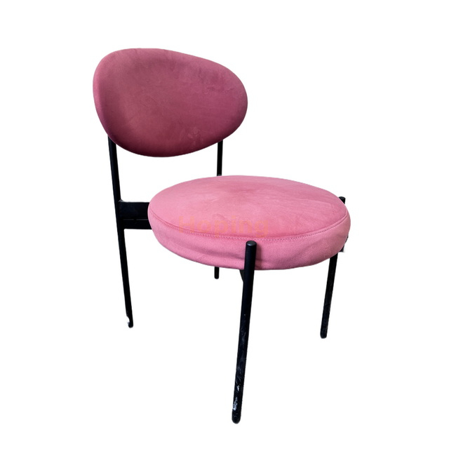 Rosy Steel Banque Dining Chair with Velvet Seat Wedding Chair Coffee Shop Chair