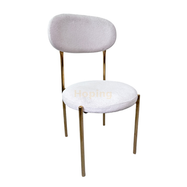 White Simple Velvet Chair with Stainless Steel Frame for Coffee Shop Party Wedding Event