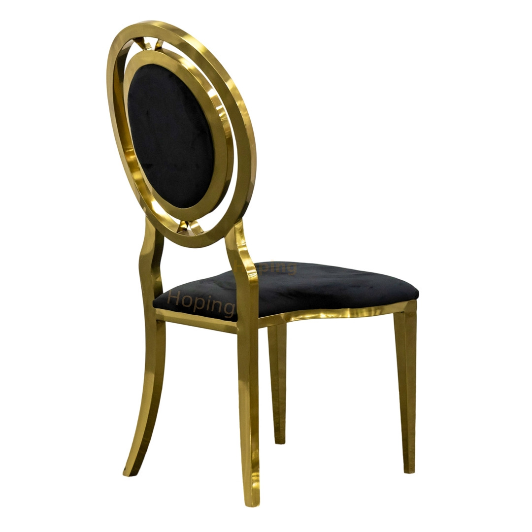 Wholesale Round Back Golden Stainless Steel Chair Luxury Banquet Event Wedding Dining Chairs