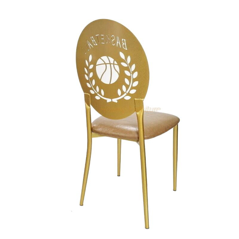 Restaurant Flower Metal Furniture Hotel Banquet Party Brown PU Leather Dining Chair