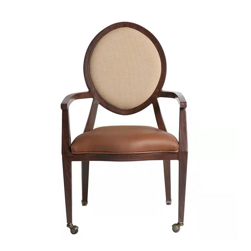 New Design Mobile Legs Imitated Wood Royal Hotel Fashion American Classic Living Room Furniture Wholesale Crown VIP Office Chair for Wedding Banquet