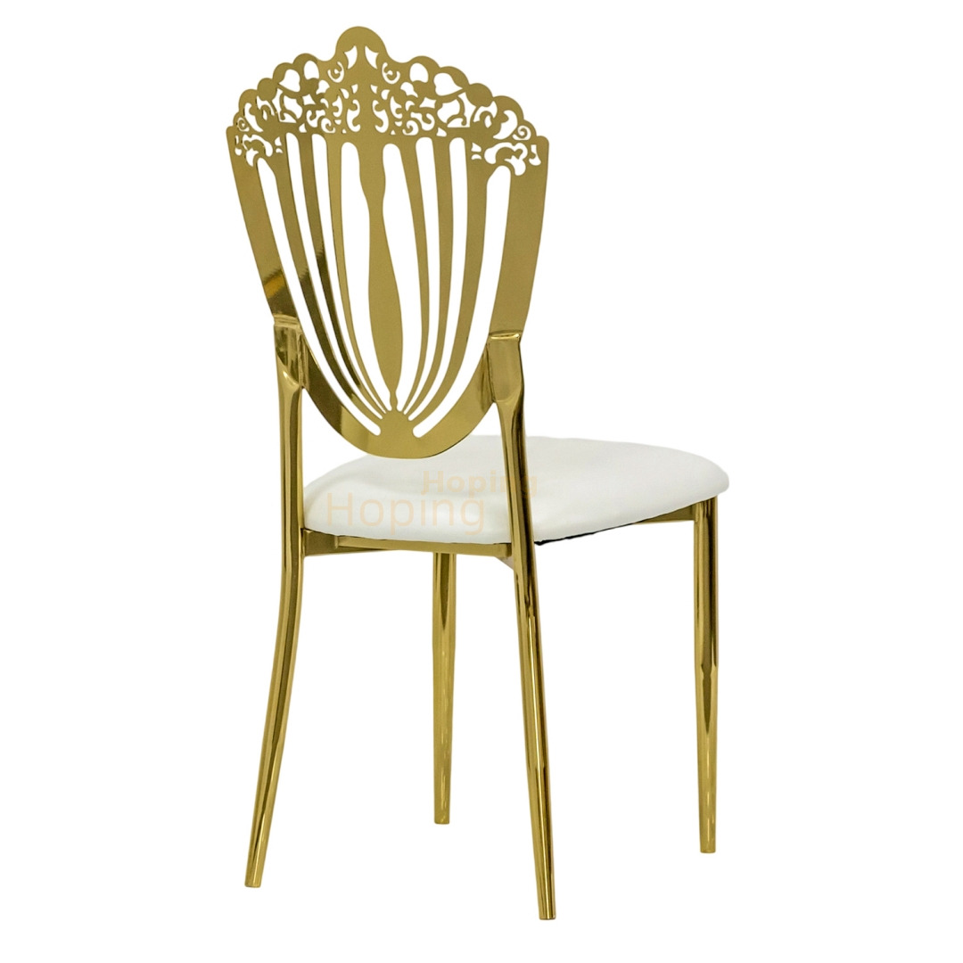 Metal Chair with Shield Design Back for Wedding Event Hotel Banquet Party Dining Chair 