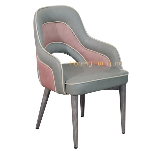Modern Design High Quality Hotel Chair Grey with Pink Accents Back Leather Sofa Chair