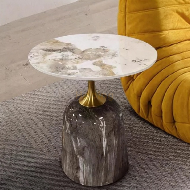 Side Coffee End Table Golden Round Living Room Luxury Furniture Modern Marble Coffee Table for Living Room