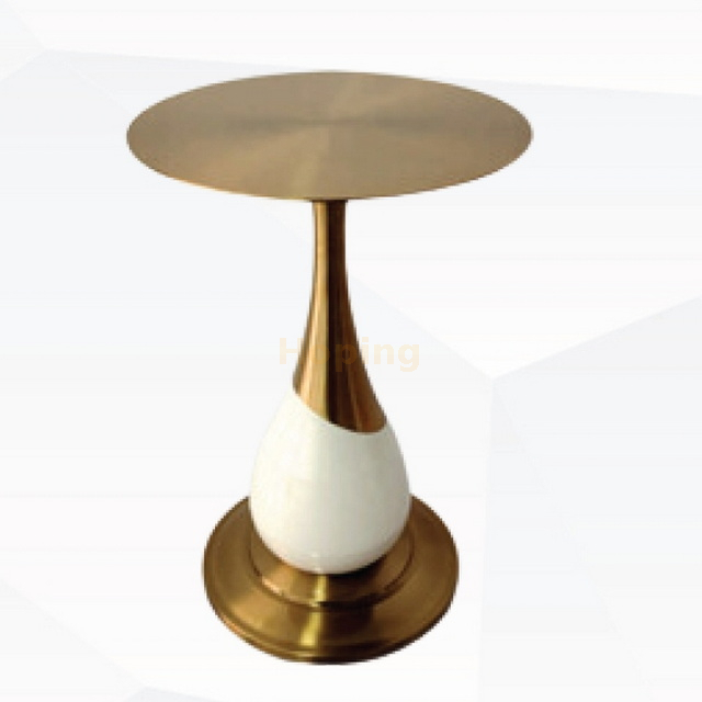 Customized Golden Marble Iron Base Side Table Small Coffee Table for Living Room
