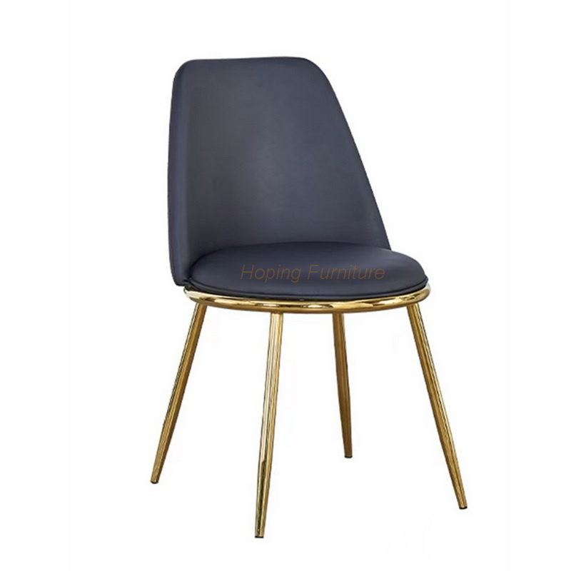 Hotel Furniture Modern Dining Room Chair Polished Gold Metal Legs Beige Nordic Chair