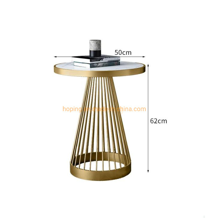 Simple Fashion Nodic Style Hotel Office Living Room Side Table Stone Coffee Table Tea Table Corner Table with Marble Top and Metal Frame